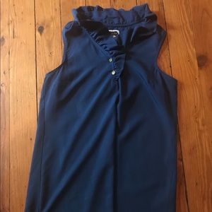 Sleeveless Navy Ruffle blouse